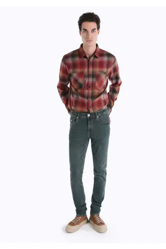 Straight Fit Düşük Bel Düz Paça Erkek Yeşil Jean Denim Pantolon - Green Wash - 3