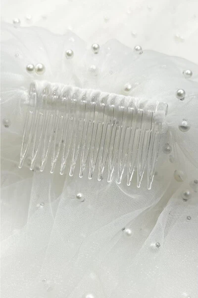 Karl Pearl Embroidered Long Dream Tulle Veil - 7