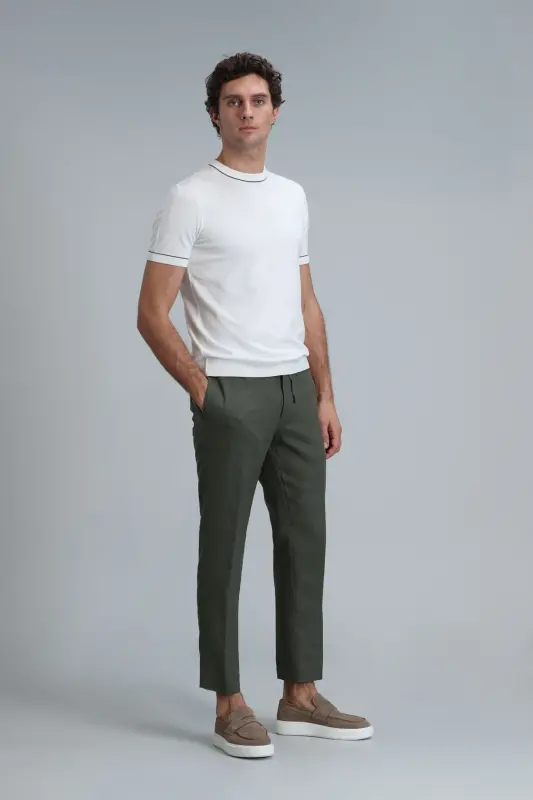 Karl Sport Erkaklar uchun Chino Shimlari Slim Fit Yashil - 3