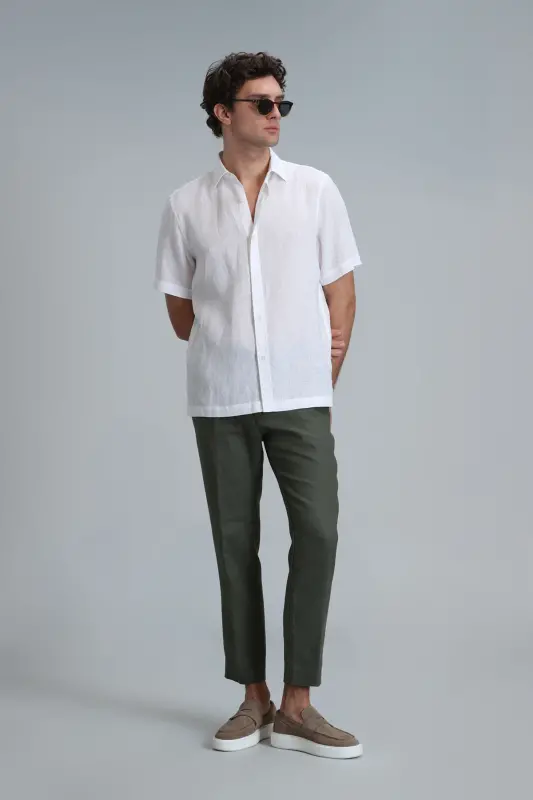 Karl Sport Erkaklar uchun Chino Shimlari Slim Fit Yashil - 4