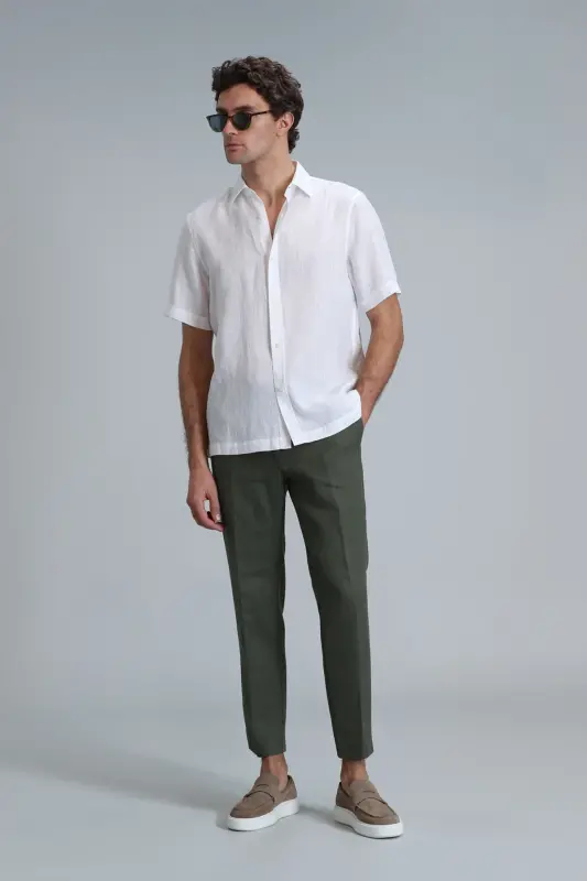 Karl Sport Erkaklar uchun Chino Shimlari Slim Fit Yashil - 5