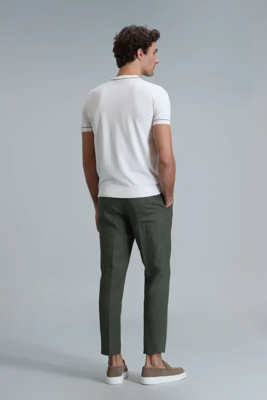 Karl Sport Erkaklar uchun Chino Shimlari Slim Fit Yashil - 6