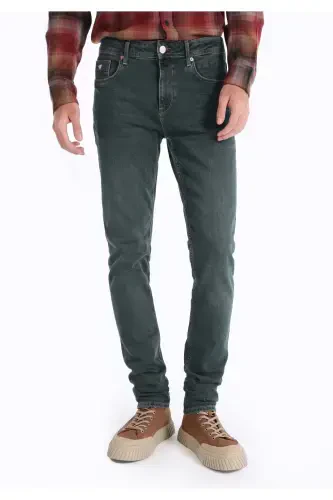 Karl Straight Fit Low Rise Straight Leg Green Men's Trousers - 4