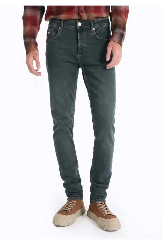 Karl Straight Fit Low Rise Straight Leg Green Men's Trousers - 4