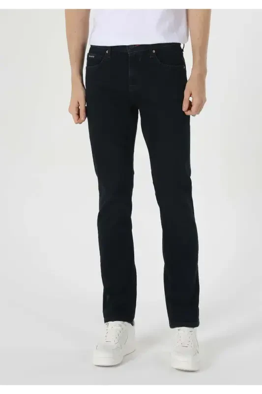 Karl Straight Fit Low Waist Straight Leg Blue Men's Jean Pants - 4