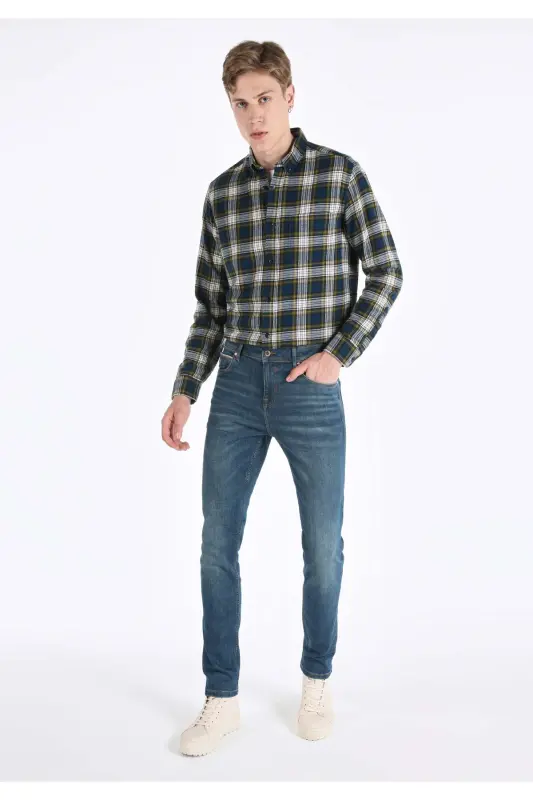 Karl Straight Fit Low Waist Straight Leg Blue Men's Pants - COLIN'S