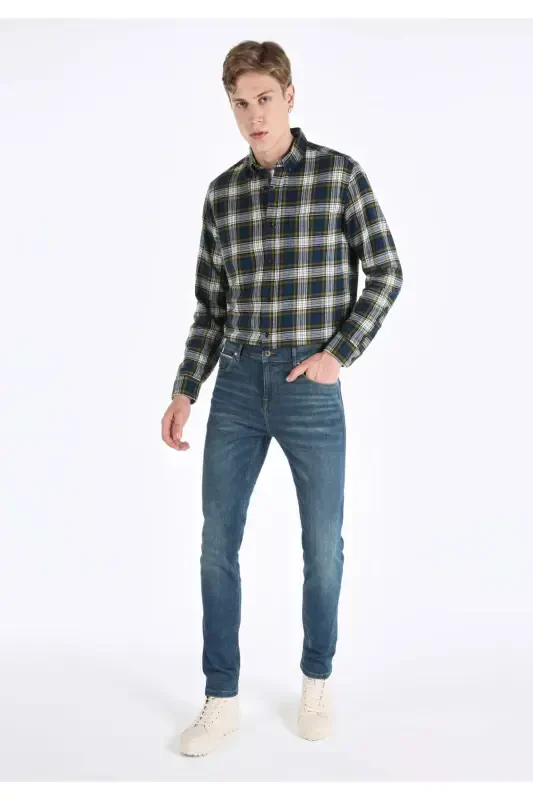 Karl Straight Fit Low Waist Straight Leg Blue Men's Pants - COLIN’S