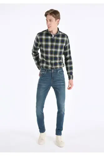 Karl Straight Fit Low Waist Straight Leg Blue Men's Pants - 3