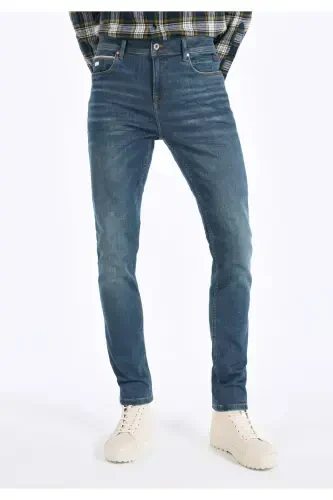 Karl Straight Fit Low Waist Straight Leg Blue Men's Pants - 4