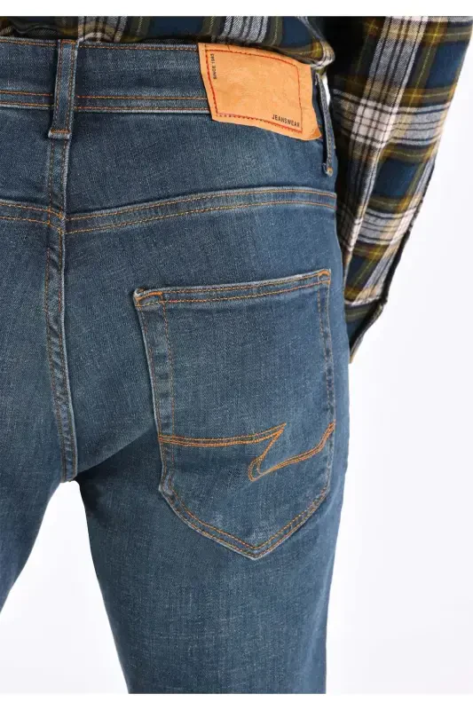 Karl to'g'ri o'tirgan pastki bel to'g'ri oyoqli ko'k erkak shimlar - 6