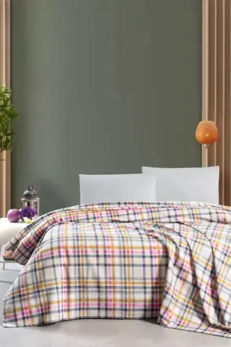 Karla Çift Kişilik Pike Yatak Örtüsü 220x230-Mor - 1