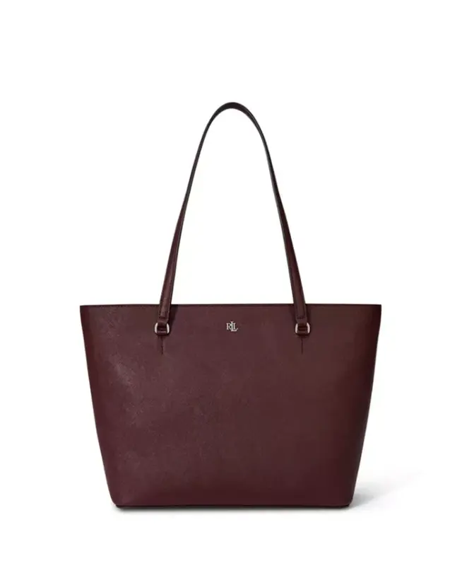 Karly Crosshatch Leather Medium Shopper Tote Bag - Dark Garnet - 1