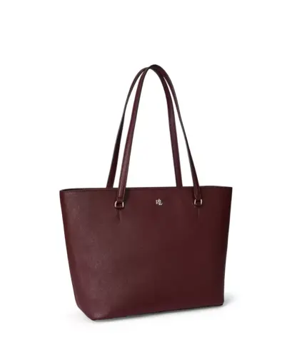 Karly Crosshatch Leather Medium Shopper Tote Bag - Dark Garnet - 3