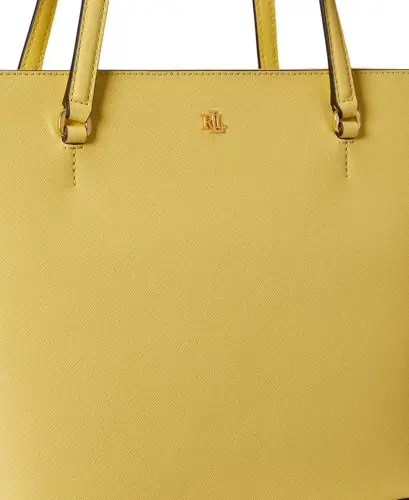 Karly Crosshatch Leather Medium Shopper Tote Bag - Lemon Sorbet - 6