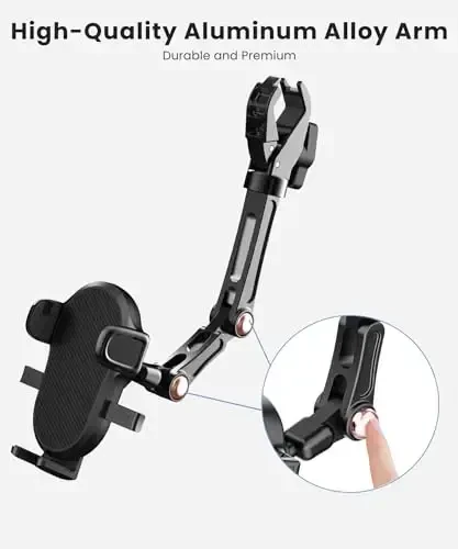 Karmus Rearview Mirror Phone Holder for Car, Rear View Mirror Phone Holder, Rotatable and Retractable Car Phone Holder Mount, Car Truck Essentials Accessories Compatible with All Cell Phones - 3