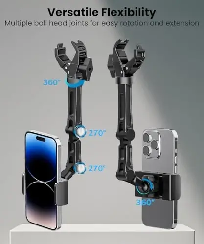 Karmus Dikiz Aynası Telefon Tutucu, Alüminyum Alaşımlı Montaj Araba Telefon Tutucu Evrensel Döndürülebilir ve Geri Çekilebilir Dikiz Aynası Telefon Montajı Araba Kamyon için - 4