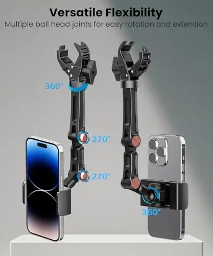 Karmus Rear View Mirror Phone Holder, Rearview Mirror Phone Holder for Car, Rotatable and Retractable Car Phone Holder Mount, Car Truck Essentials Accessories Compatible with All Cell Phones - 4