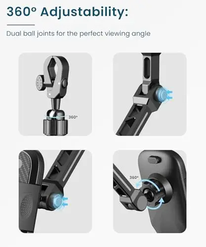 Rear View Mirror Phone Holder, Premium Aluminum Alloy Mount with Multi-Angle Adjustment, Rearview Mirror Phone Holder Mount For Car & Truck, Universal Accessories Compatible with All Cell Phone - 4