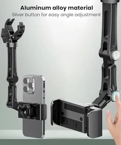 Karmus Rear View Mirror Phone Holder, Aluminum Alloy Mount Car Phone Holder Universal Rotatable and Retractable Rearview Mirror Phone Mount for Car Truck - 5