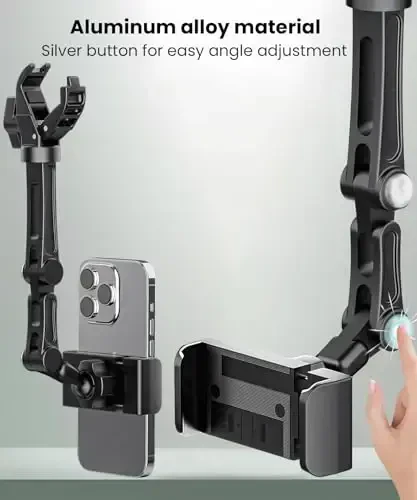 Karmus Rear View Mirror Phone Holder, Aluminum Alloy Mount Car Phone Holder Universal Rotatable and Retractable Rearview Mirror Phone Mount for Car Truck - 5