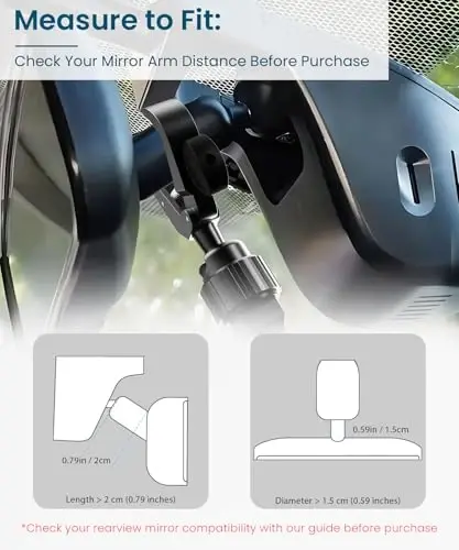 Karmus Rear View Mirror Phone Holder, Barcha mobil telefonlar bilan universal mos, ko'p burchakli sozlash va ishonchli moslikka ega alyuminiy qotishma o'rnatish - 6