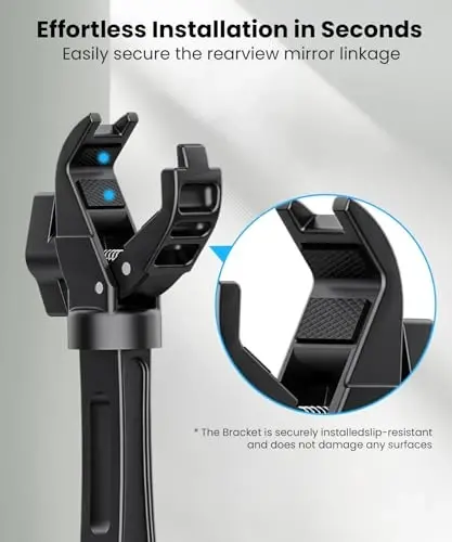 Karmus Rear View Mirror Phone Holder, Rearview Mirror Phone Holder for Car, Rotatable and Retractable Car Phone Holder Mount, Car Truck Essentials Accessories Compatible with All Cell Phones - 6