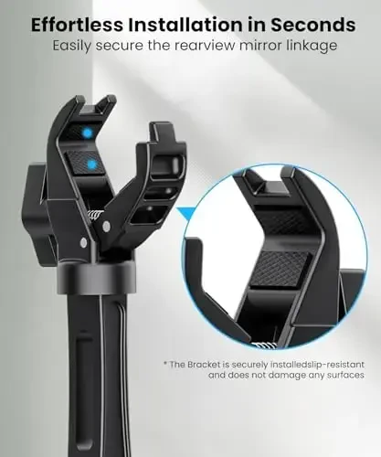 Karmus Rear View Mirror Phone Holder, Rearview Mirror Phone Holder for Car, Rotatable and Retractable Car Phone Holder Mount, Car Truck Essentials Accessories Compatible with All Cell Phones - 6