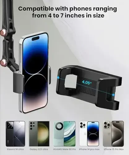 Karmus Rear View Mirror Phone Holder, Rearview Mirror Phone Holder for Car, Rotatable and Retractable Car Phone Holder Mount, Car Truck Essentials Accessories Compatible with All Cell Phones - 7