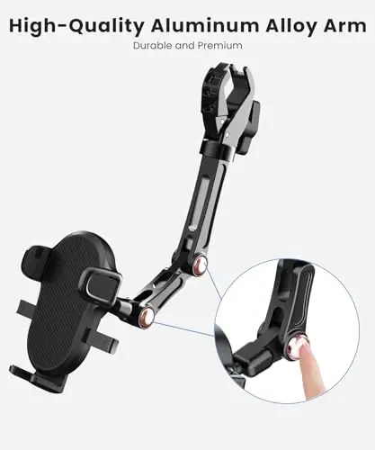 Karmus Rearview Mirror Phone Holder for Car, Rear View Mirror Phone Holder, Rotatable and Retractable Car Phone Holder Mount, Car Truck Essentials Accessories Compatible with All Cell Phones - 3