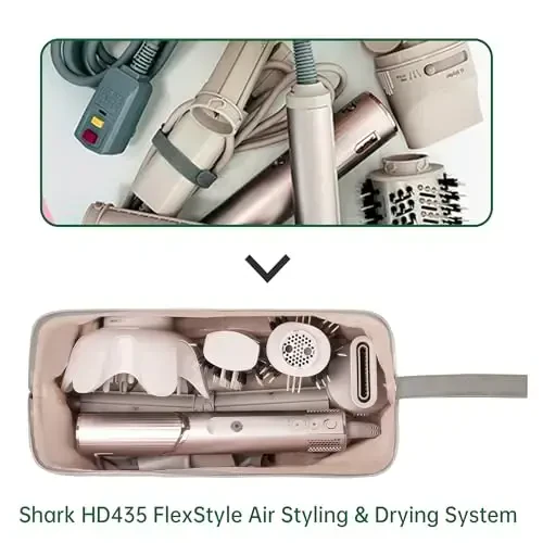 KarSyon Shark Flex Style Case for Airwrap Hair Dryer Brush Revlon Hair Tools Travel Bag Carrying Case Flat Curling Iron Organizer (Camel) - 6