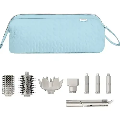 KarSyon Shark Flex Style Case for Airwrap Hair Dryer Brush Revlon Hair Tools Travel Bag Carrying Case Flat Curling Iron Organizer (Light Blue) - 3