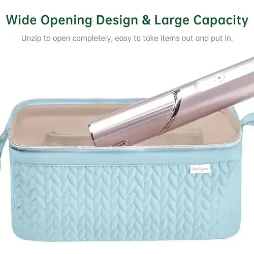 KarSyon Shark Flex Style Case for Airwrap Hair Dryer Brush Revlon Hair Tools Travel Bag Carrying Case Flat Curling Iron Organizer (Light Blue) - 6