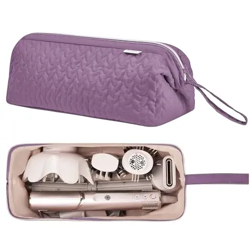 KarSyon Shark Flex Style Case for Dy son Airwrap Hair Dryer Brush Revlon Hair Tools Travel Bag Carrying Case Flat Curling Iron Organizer (Purple) - 1