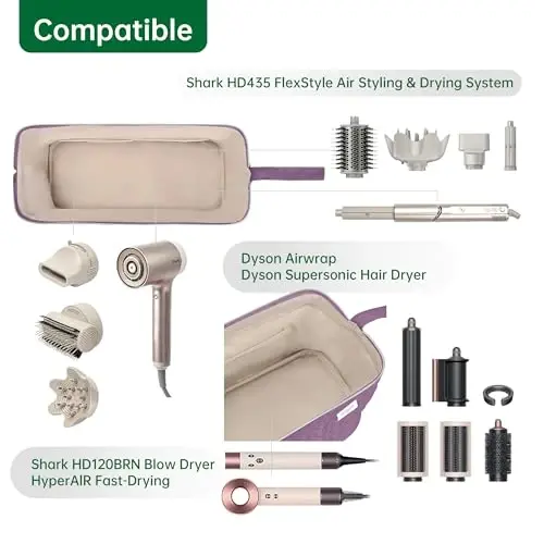 KarSyon Shark Flex Style Case for Dy son Airwrap Hair Dryer Brush Revlon Hair Tools Travel Bag Carrying Case Flat Curling Iron Organizer (Purple) - 5