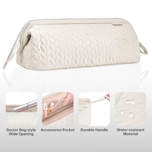 Karsyon Shark Flex Style Case for Dyson Airwrap Hair Dryer Brush Revlon Hair Tools Travel Bag Carrying Case Flat Curling Iron Organizer (Beige) - 5