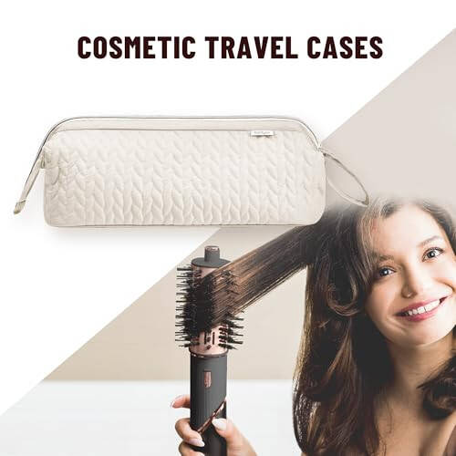 Karsyon Shark Flex Style Case for Dyson Airwrap Hair Dryer Brush Revlon Hair Tools Travel Bag Carrying Case Flat Curling Iron Organizer (Beige) - 7