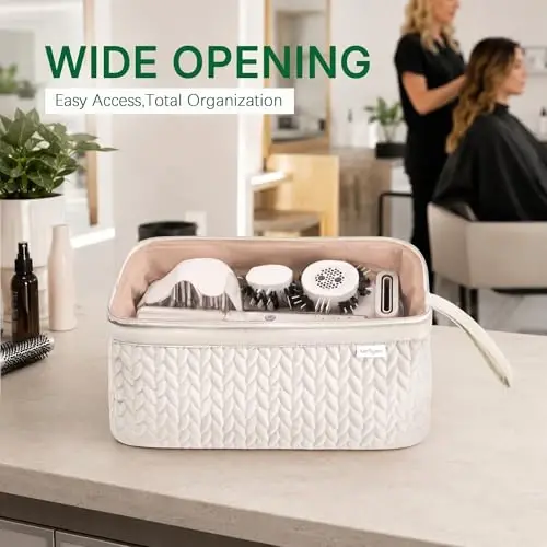 Karsyon Shark Flex Style Case for Dyson Airwrap Hair Dryer Brush Revlon Hair Tools Travel Bag Carrying Case Flat Curling Iron Organizer (Beige) 