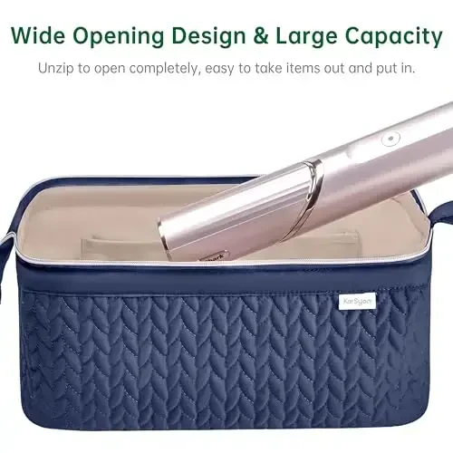 KarSyon Shark Flex Style Case for Dyson Airwrap Hair Dryer Brush Revlon Hair Tools Travel Bag Carrying Case Flat Curling Iron Organizer (Beige) - 6