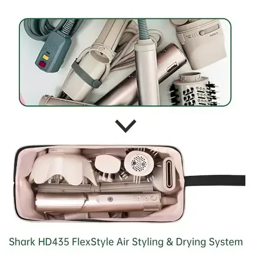 KarSyon Shark Flex Style Case for Dyson Airwrap Hair Dryer Brush Revlon Hair Tools Travel Bag Carrying Case Flat Curling Iron Organizer (Black) - 6