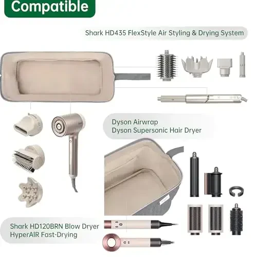 KarSyon Shark Flex Style Case for Dyson Airwrap Hair Dryer Brush Revlon Hair Tools Travel Bag Carrying Case Flat Curling Iron Organizer (Grey) - 4