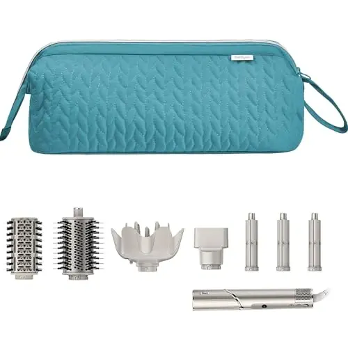 KarSyon Shark Flex Style Case for Dyson Airwrap Hair Dryer Brush Revlon Hair Tools Travel Bag Carrying Case Flat Curling Iron Organizer (Teal Blue) - KARSYON