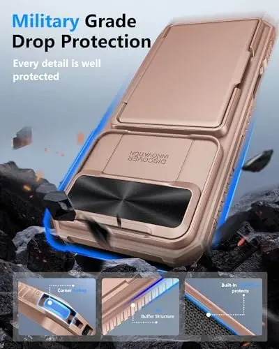 ATATOO for iPhone Air Case with Card Holder (3-5 Cards) & [RFID Blocking] & Slide Lens Cover, Military Grade Protection, Silicone Protective Wallet Cover Case for iPhone Air 2025 6.5