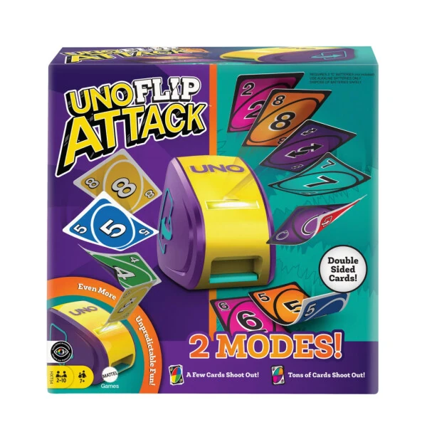 Карточная игра UNO Flip Attack для семейных вечеров, игровых вечеров, путешествий, кемпинга и вечеринок - 6