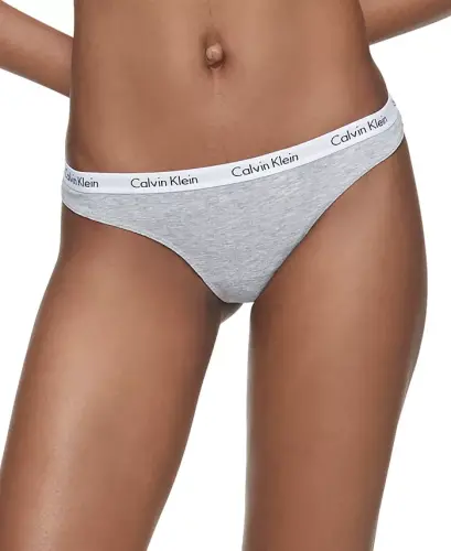 Carousel Cotton 3-Pack Thong Underwear QD3587-Black/White/Grey Heather - CALVIN KLEIN (1)