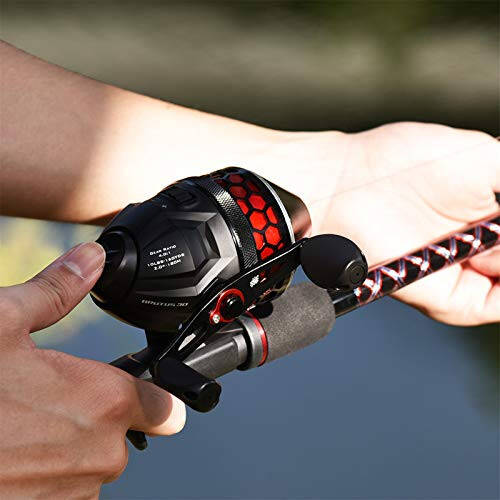 KastKing Brutus Spincast Fishing Reel, Easy to Use Push Button Casting Design, High Speed 4.0:1 Gear Ratio, 5 MaxiDur Ball Bearings, Reversible Handle for Left/Right Retrieve, Includes Monofilament Line - 6