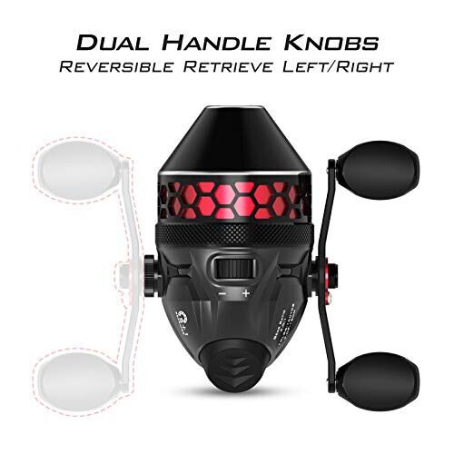 KastKing Brutus Spincast Fishing Reel,Easy to Use Push Button Casting Design,High Speed 4.0: 1 Gear Ratio,5 MaxiDur Ball Bearings, Reversible Handle for Left/Right Retrieve, Includes Monofilament Line. - 3