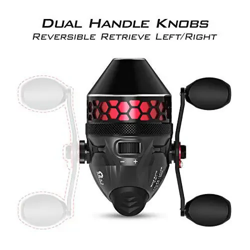 KastKing Brutus Spincast Fishing Reel,Easy to Use Push Button Casting Design,High Speed 4.0: 1 Gear Ratio,5 MaxiDur Ball Bearings, Reversible Handle for Left/Right Retrieve, Includes Monofilament Line. - 3