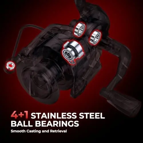 KastKing Brutus Spinning Fishing Reels, 5.2: 1 Gear Ratio,Lightweight | Max Drag: 18.6 lb, 4+1 BB, 6.5-13.1 oz, Graphite Frame,CNC Aluminum Spool, 500-5000 Sizes Ideal for Freshwater - 4