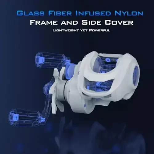 KastKing Centron Lite Baitcasting Fishing Reel – Lightweight, Glass Fiber Infused Nylon Frame – 7.6 OZ – 5 + 1 Anti-Reverse Ball Bearings, 7.1: 1 High-Speed Gear Ratio Fishing Reel with Compact Design - KastKing (1)