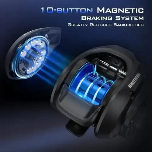 KastKing Centron Lite Baitcasting Fishing Reel – Lightweight, Glass Fiber Infused Nylon Frame – 7.6 OZ – 5 + 1 Anti-Reverse Ball Bearings, 7.1: 1 High-Speed Gear Ratio Fishing Reel with Compact Design - 6